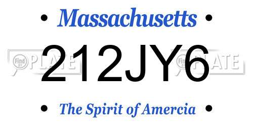 212JY6 Massachusetts License Plate
