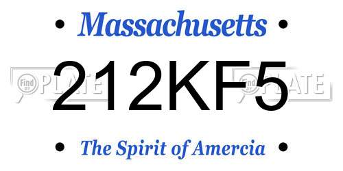 212KF5 Massachusetts License Plate