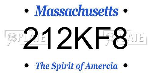 212KF8 Massachusetts License Plate
