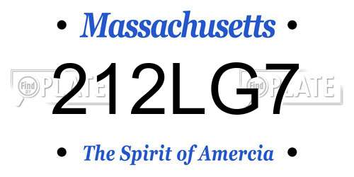 212LG7 Massachusetts License Plate