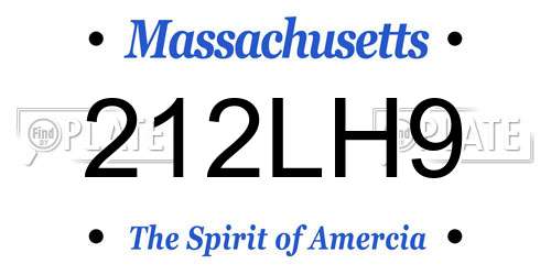 212LH9 Massachusetts License Plate