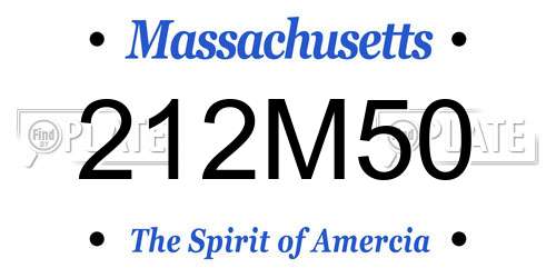 212M50 Massachusetts License Plate