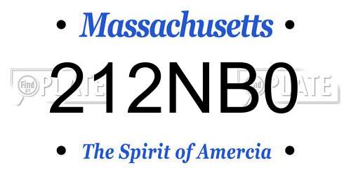 212NB0 Massachusetts License Plate