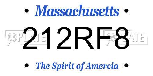 212RF8 Massachusetts License Plate