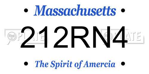 212RN4 Massachusetts License Plate