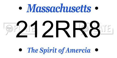 212RR8 Massachusetts License Plate