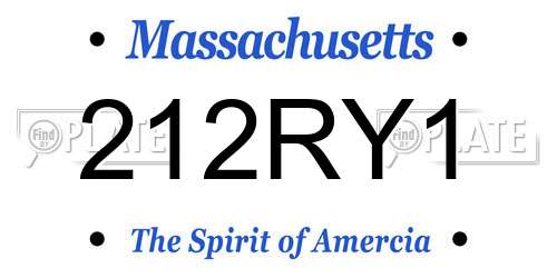 212RY1 Massachusetts License Plate