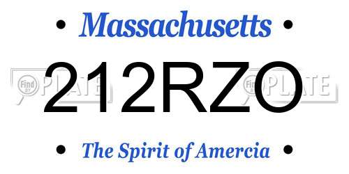 212RZO Massachusetts License Plate