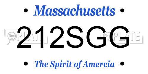 212SGG Massachusetts License Plate