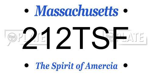 212TSF Massachusetts License Plate