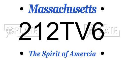 212TV6 Massachusetts License Plate
