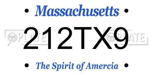 212TX9 Massachusetts License Plate