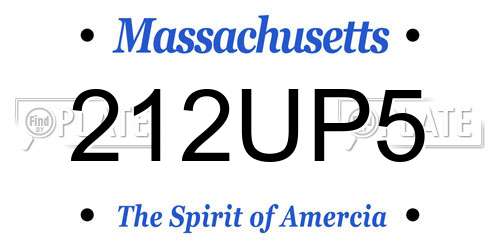 212UP5 Massachusetts License Plate