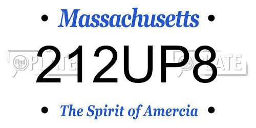 212UP8 Massachusetts License Plate