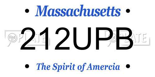 212UPB Massachusetts License Plate