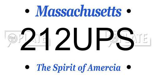 212UPS Massachusetts License Plate