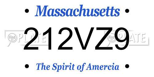 212VZ9 Massachusetts License Plate