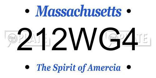 212WG4 Massachusetts License Plate