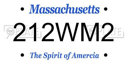 212WM2 Massachusetts License Plate