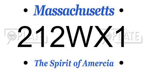 212WX1 Massachusetts License Plate