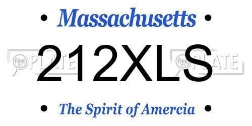 212XLS Massachusetts License Plate