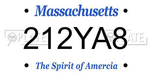 212YA8 Massachusetts License Plate