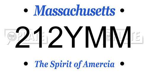 212YMM Massachusetts License Plate
