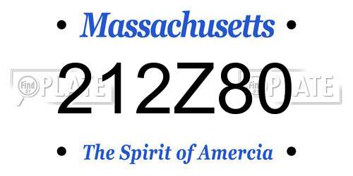 212Z80 Massachusetts License Plate