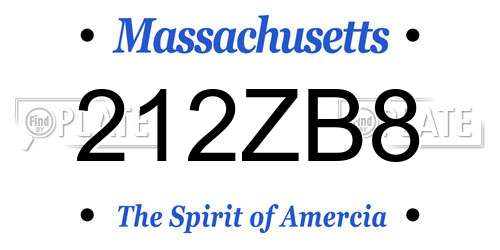 212ZB8 Massachusetts License Plate