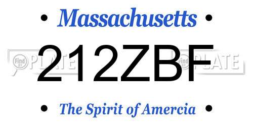 212ZBF Massachusetts License Plate