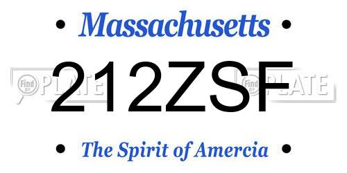 212ZSF Massachusetts License Plate