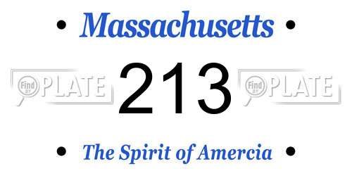 213 Massachusetts License Plate