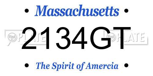 2134GT Massachusetts License Plate