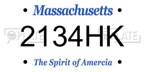 2134HK Massachusetts License Plate
