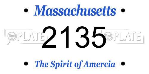 2135 Massachusetts License Plate