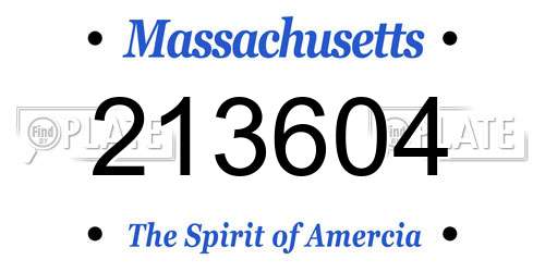 213604 Massachusetts License Plate