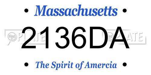 2136DA Massachusetts License Plate
