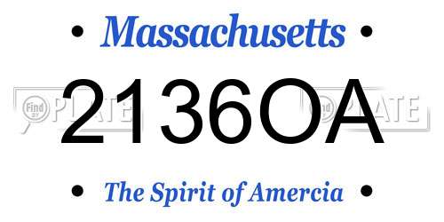 2136OA Massachusetts License Plate
