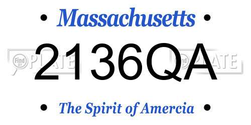2136QA Massachusetts License Plate