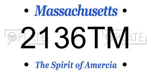 2136TM Massachusetts License Plate