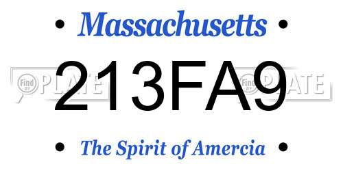213FA9 Massachusetts License Plate