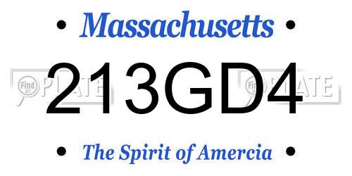 213GD4 Massachusetts License Plate