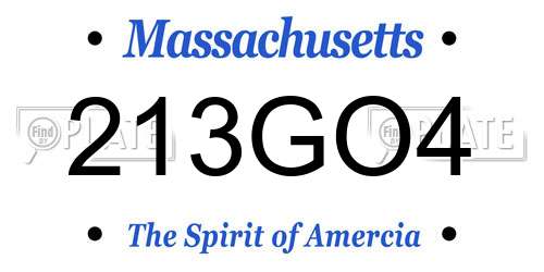 213GO4 Massachusetts License Plate