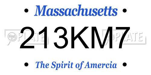 213KM7 Massachusetts License Plate