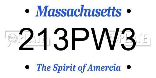 213PW3 Massachusetts License Plate