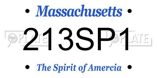 213SP1 Massachusetts License Plate