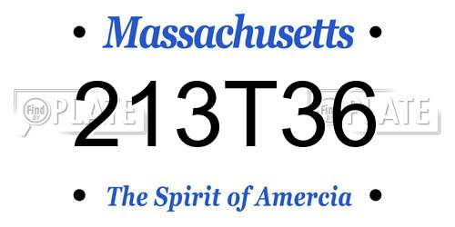 213T36 Massachusetts License Plate