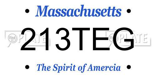 213TEG Massachusetts License Plate