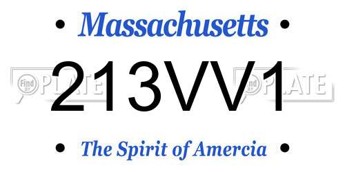 213VV1 Massachusetts License Plate