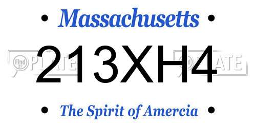 213XH4 Massachusetts License Plate